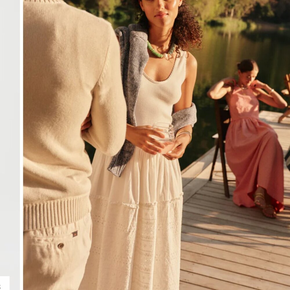 Tuckernuck Cream Knit Tank Eyelet Tiered Midi Dress bought 6/16 and never worn.
